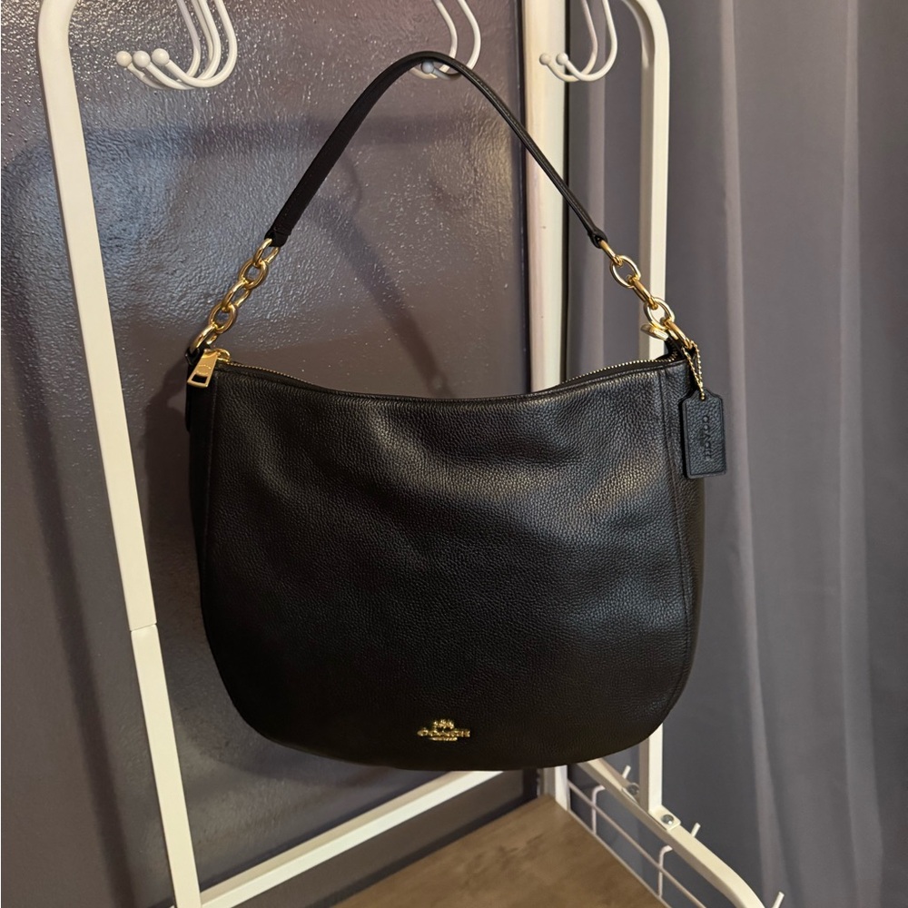 Coach Chelsea Hobo Bag - Black Pebbled Leather with Gold Hardware